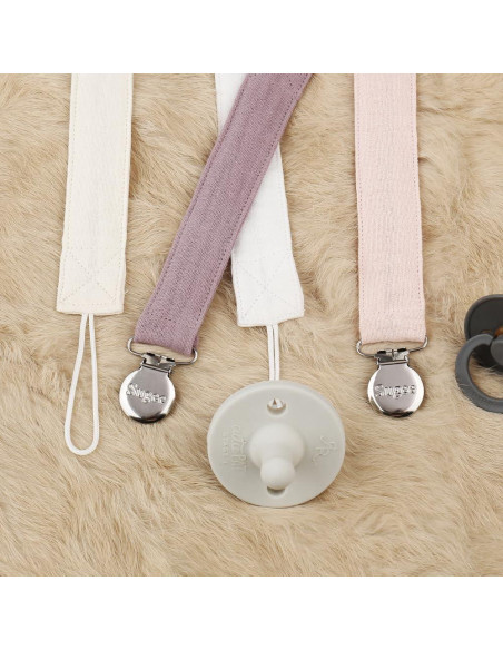 Clip de Chupete Suave Lino Rosa - Paquete de 4 Unisex