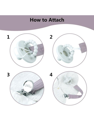 Clip de Chupete Suave Lino Rosa - Paquete de 4 Unisex