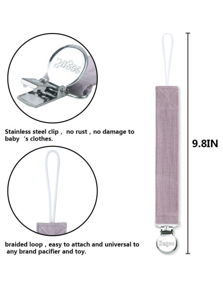 Clip de Chupete Suave Lino Rosa - Paquete de 4 Unisex