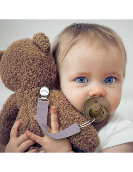 Clip de Chupete Suave Lino Rosa - Paquete de 4 Unisex