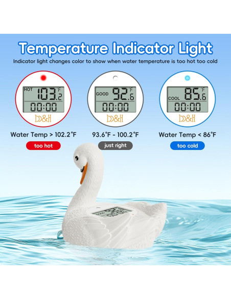 Termómetro de baño digital B&H cisne blanco para bebés