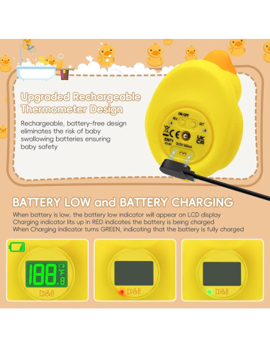 Termómetro de baño digital B&H pato recargable para bebés