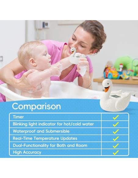Termómetro de baño digital B&H cisne blanco para bebés