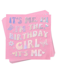 Servilletas de Fiesta Rosa Foil Láser 52 Pcs Fenyor7i