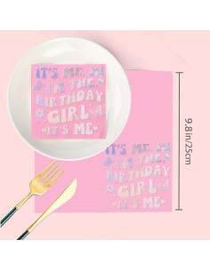 Servilletas de Fiesta Rosa Foil Láser 52 Pcs Fenyor7i 2