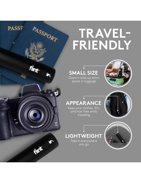 Rodillo Quitapelusas Mini Flint Negro 90 Hojas Extra Pegajosas