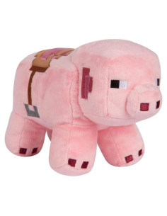 Peluche Cerdo con Silla de Montar JINX Minecraft 16.5 cm