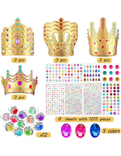 Set 12 Coronitas de Espuma Princesa + 928 Pegatinas + 12 Anillos 2