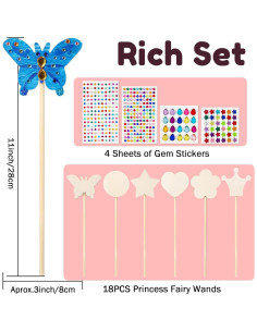 Kit de Manualidades Pllieay: 18 Varitas de Princesa de Madera 2