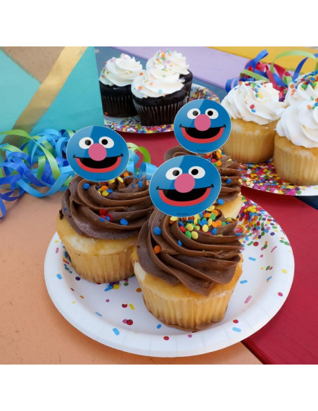 Conjunto de Palillos para Cupcakes Grover Plaza Sésamo - 6 Piezas