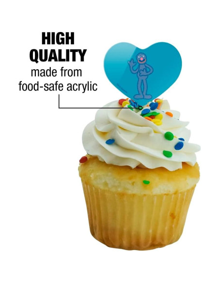 Palillos de Cupcake Corazón Distressed Graphics & More - 6 Piezas