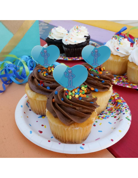 Palillos de Cupcake Corazón Distressed Graphics & More - 6 Piezas