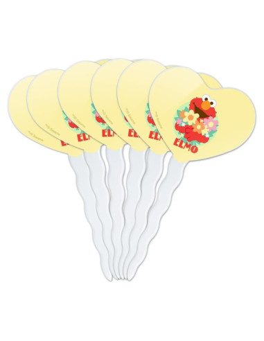 Set de 6 Palillos de Cupcake Corazón Plaza Sésamo