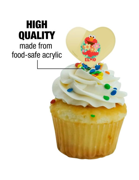 Set de 6 Palillos de Cupcake Corazón Plaza Sésamo Set de 6 Palillos de Cupcake Corazón Plaza Sésamo