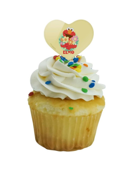 Set de 6 Palillos de Cupcake Corazón Plaza Sésamo Set de 6 Palillos de Cupcake Corazón Plaza Sésamo