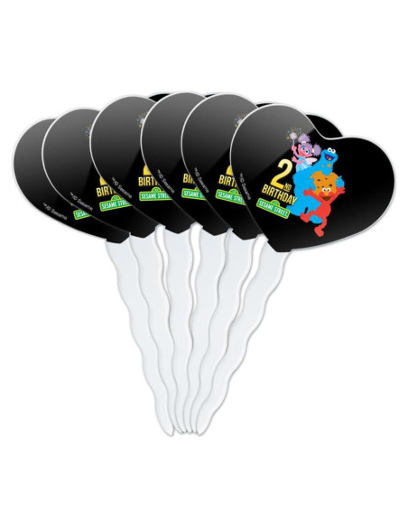 Conjunto de Palillos de Cupcake Corazón Plaza Sésamo - 6 Piezas