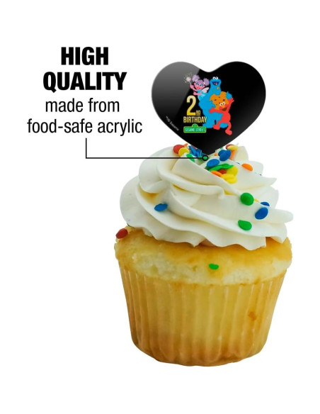 Conjunto de Palillos de Cupcake Corazón Plaza Sésamo - 6 Piezas