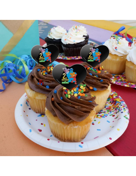 Conjunto de Palillos de Cupcake Corazón Plaza Sésamo - 6 Piezas