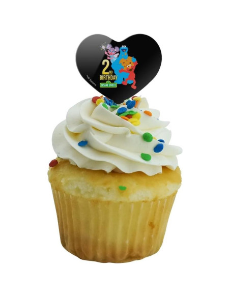Conjunto de Palillos de Cupcake Corazón Plaza Sésamo - 6 Piezas