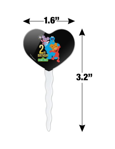 Conjunto de Palillos de Cupcake Corazón Plaza Sésamo - 6 Piezas