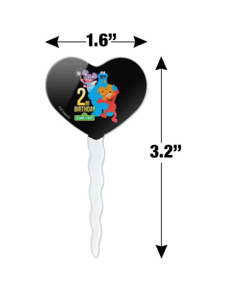 Conjunto de Palillos de Cupcake Corazón Plaza Sésamo - 6 Piezas