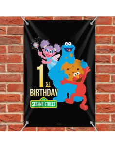 Cartel Decorativo Plaza Sésamo 1er Cumpleaños 84x56cm 2
