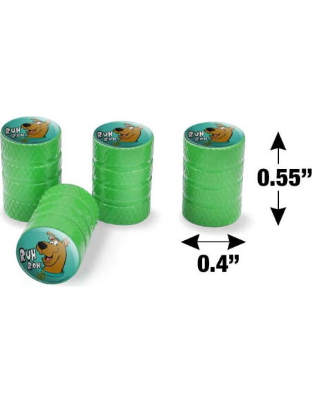 Tapas de Válvula de Aluminio Scooby-Doo Verde - 4 Piezas