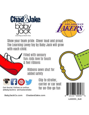Juguete de Etiqueta Lovey Baby Jack LA Lakers 20x20 cm
