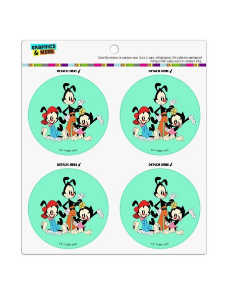 Conjunto de 4 Imanes de Vinilo Animaniacs - 6.4cm Redondos