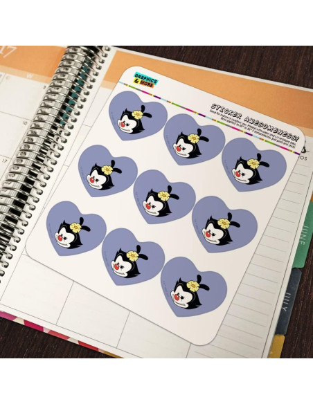 Set de Stickers Corazón Animaniacs - 18 Piezas 5.08 cm