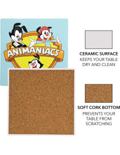 Set de 2 Posavasos Cerámicos Animaniacs 9.9 cm con Base de Corcho 2