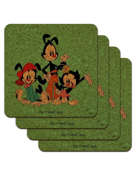 Conjunto de 4 Posavasos de Corcho Animaniacs - Multicolor