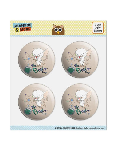 Stickers Puffy Pinky y El Cerebro - 4 Stickers 5.08 cm