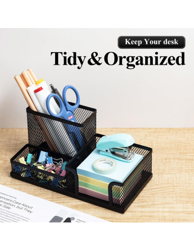 Organizador de Escritorio M&G Negro con 3 Compartimentos