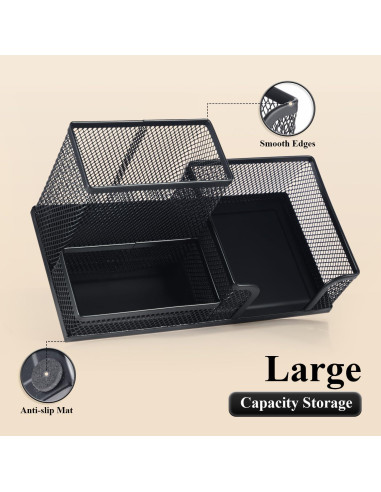 Organizador de Escritorio M&G Negro con 3 Compartimentos