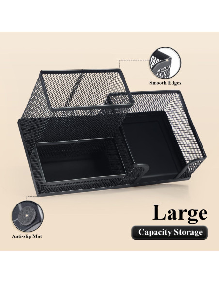 Organizador de Escritorio M&G Negro con 3 Compartimentos Organizador de Escritorio M&G Negro con 3 Compartimentos