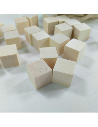 100 Cubos de Madera sin Terminar Kang&Chang 1.52 cm para DIY