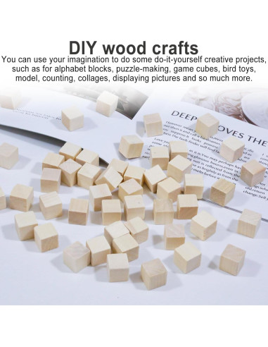 100 Cubos de Madera sin Terminar Kang&Chang 1.52 cm para DIY