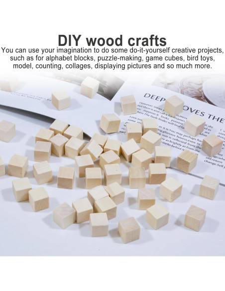 100 Cubos de Madera sin Terminar Kang&Chang 1.52 cm para DIY