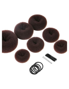 Conjunto Hacer Moño Donut Teenitor - 7 Piezas, Marrón Oscuro