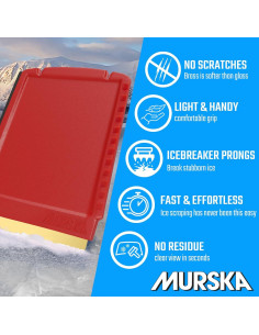 Raspador de Hielo 4-en-1 Murska Rojo para Coche 90 mm 2