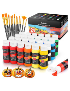 Juego de Pintura Acrílica Caliart 24 Colores + 12 Pinceles