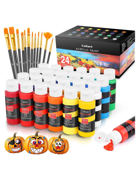 Juego de Pintura Acrílica Caliart 24 Colores + 12 Pinceles