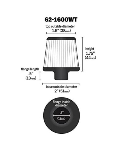 Filtro de aire K&N 62-1600WT Ovalado Lavable 72.5g
