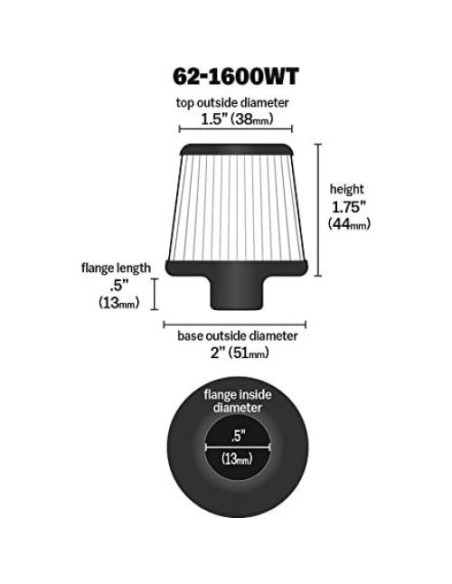 Filtro de aire K&N 62-1600WT Ovalado Lavable 72.5g