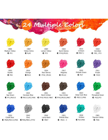 Juego de Pintura Acrílica Caliart 24 Colores + 12 Pinceles