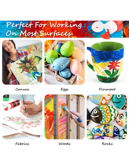 Juego de Pintura Acrílica Caliart 24 Colores + 12 Pinceles