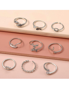 Conjunto de Anillos para Dedos de Oro 14k y Plata Vivian&CD 2