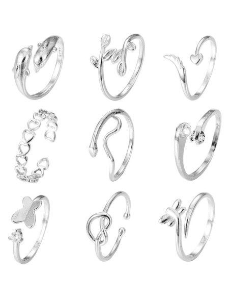 Conjunto de Anillos para Dedos de Oro 14k y Plata Vivian&CD