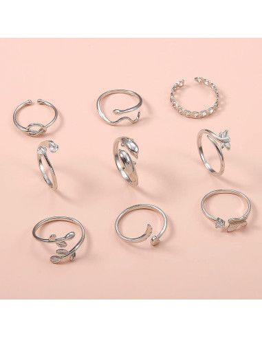 Conjunto de Anillos para Dedos de Oro 14k y Plata Vivian&CD